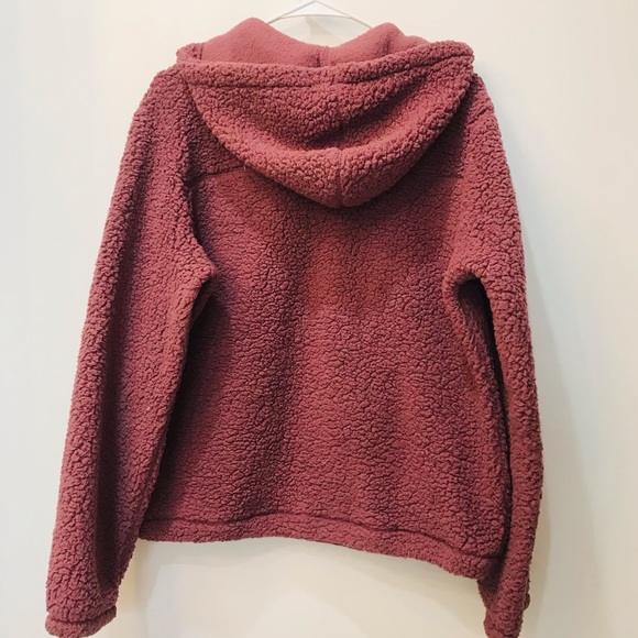 Old Navy half zip womens sherpa purple hooded sz Medium - Picture 6 of 10
